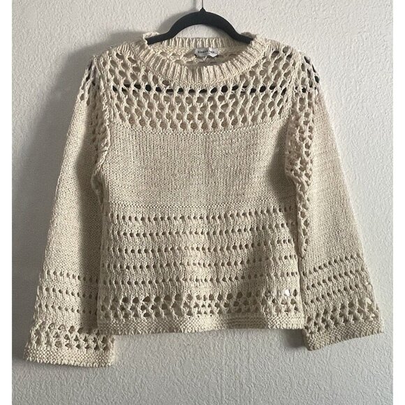 bebe Sweaters - Bebe Womens Open Knit Sheer Over Sized Bell Sleeve Sweater Size Xs Crochet Boho